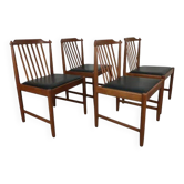 4 Scandinavian teak chairs with slats from the 1960s.