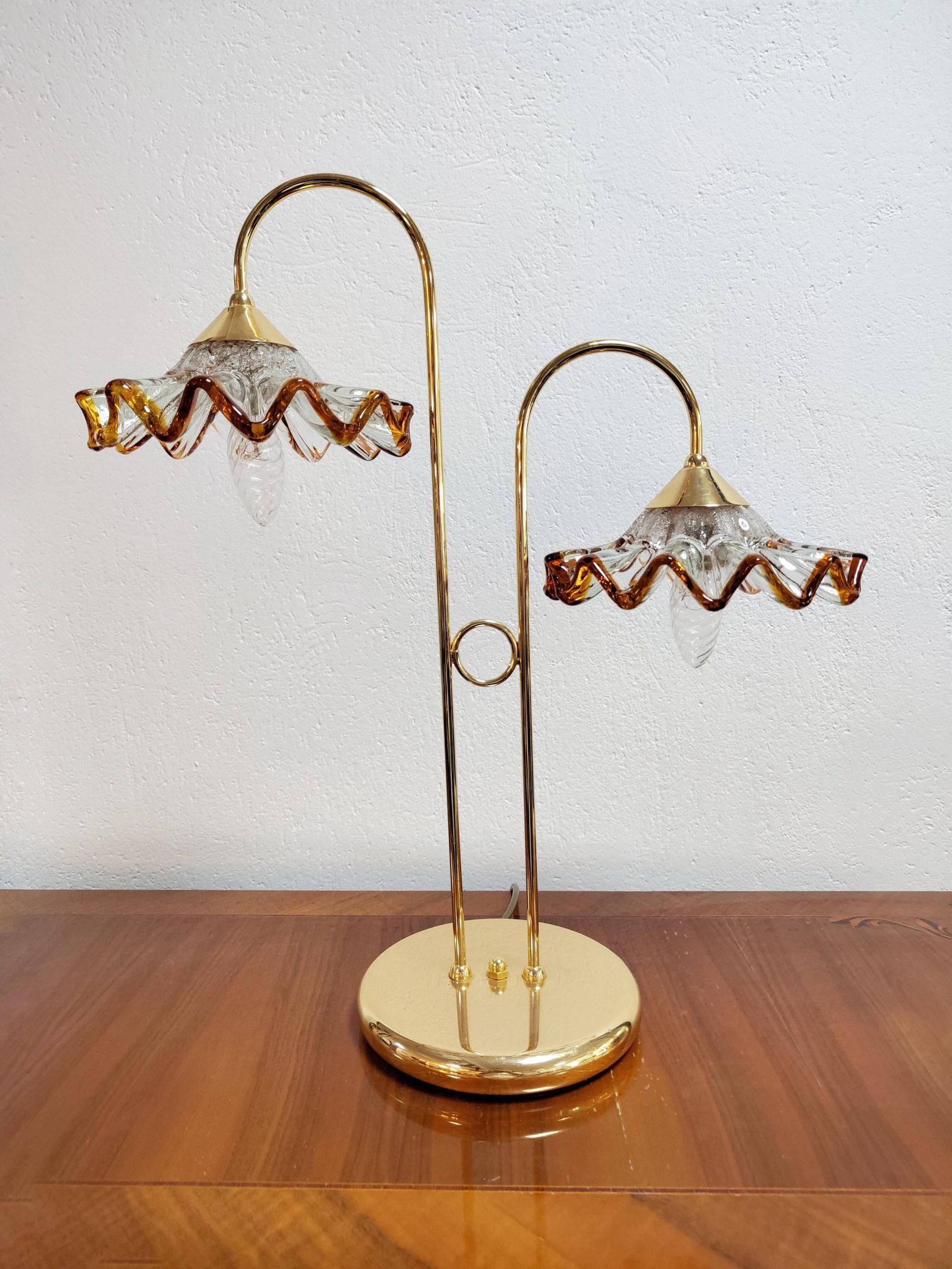 Mid-Century Modern Table Lamp with Murano Glass Shades, 1970s