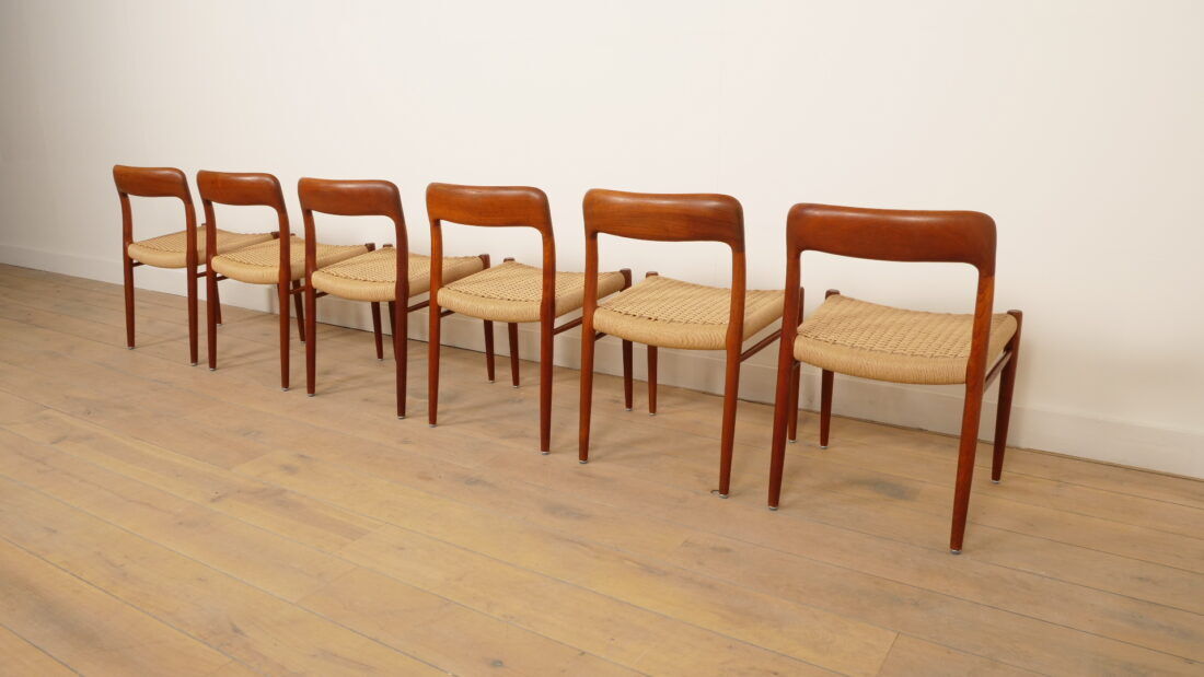 6 x vintage dining chairs | Niels Otto Møller | Model 75 | Teak