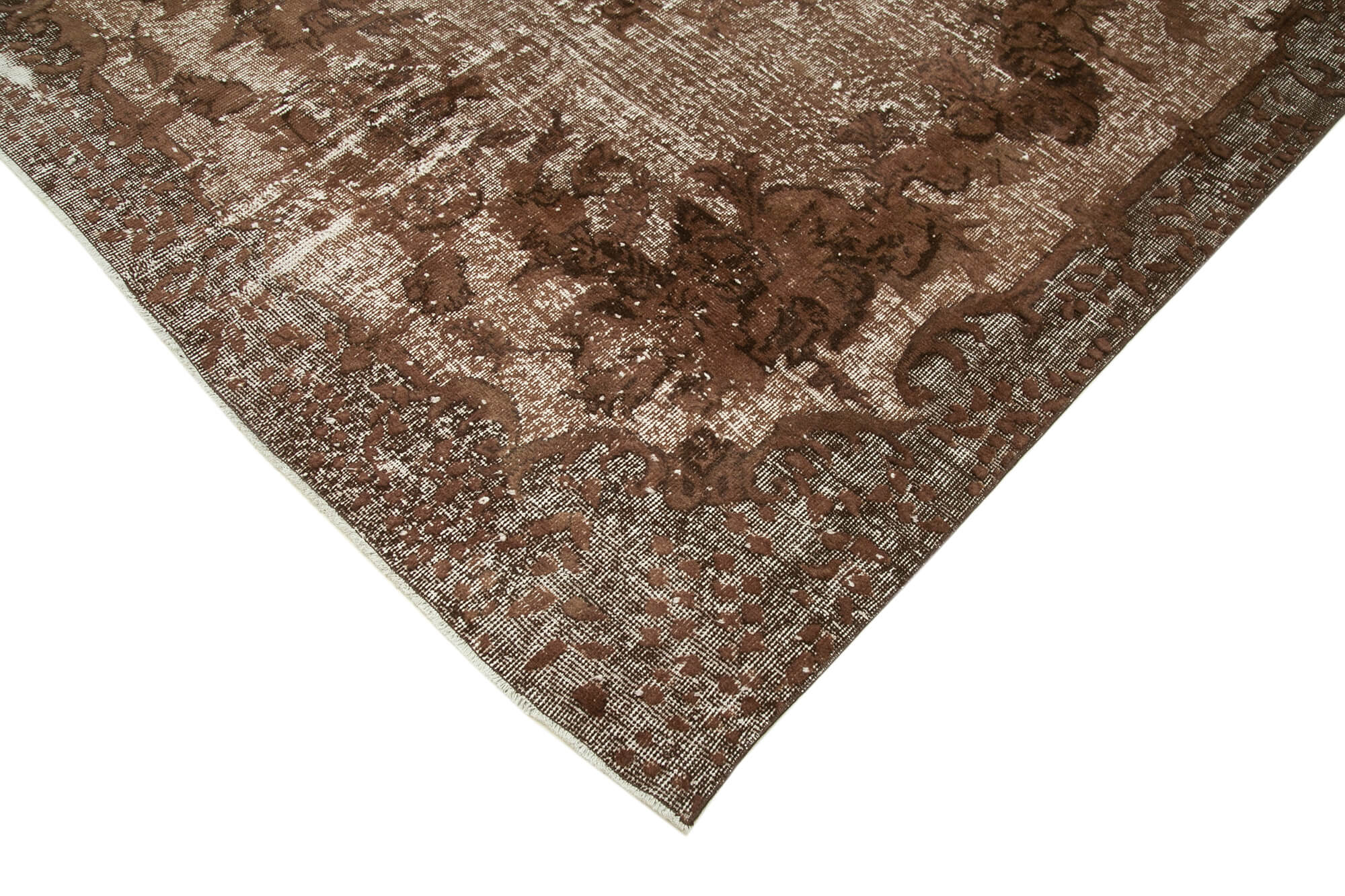 Handmade rustic anatolian 1980s 192 cm x 332 cm brown rug