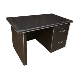 Vintage desk in polished metal 1950 with 2 drawers