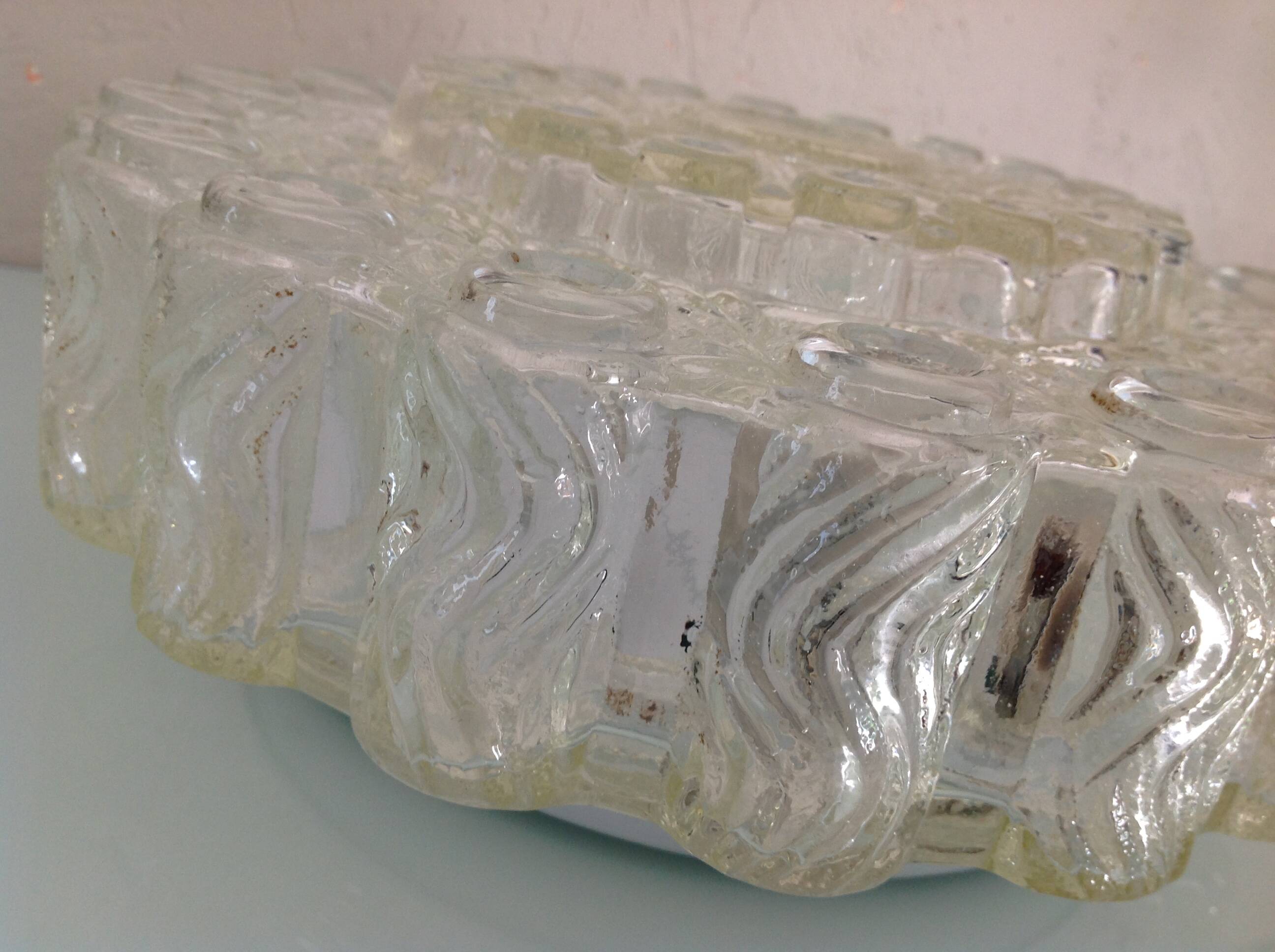 Round vintage bubbled glass ceiling light from the 60s and 70s