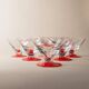 Set de 6 verres à boire en verre rouge – Italien des années 1980 Memphis-Postmoderne, transparent avec des accents rouges
