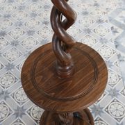 Vintage twisted turned wooden lamp base with shelf.