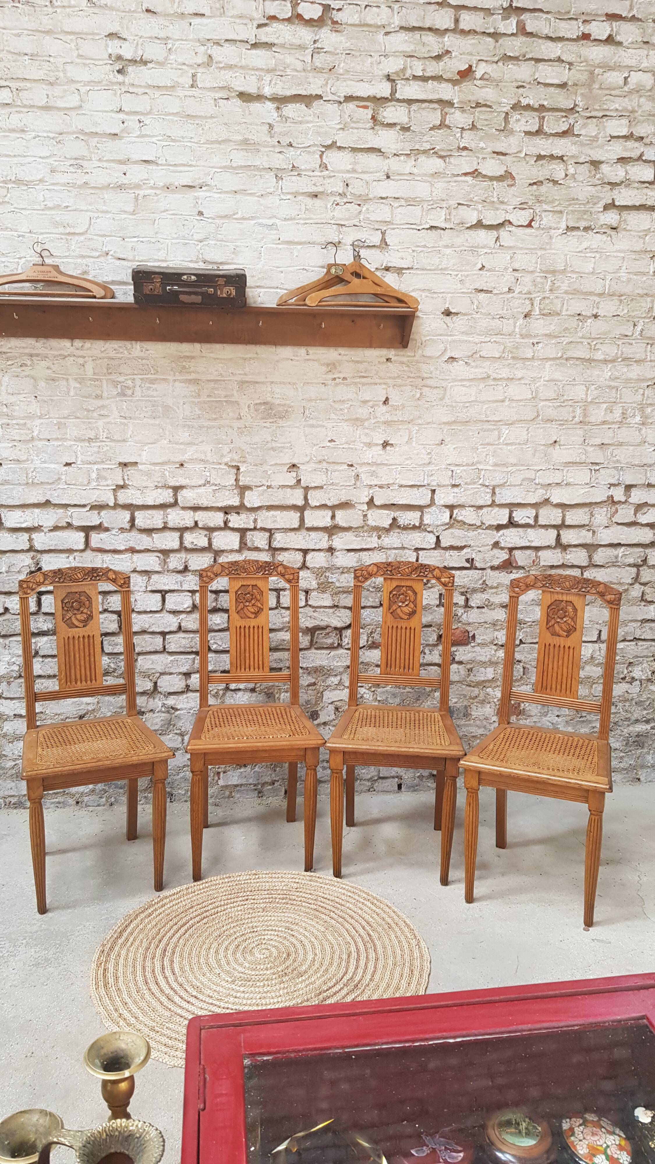 Lot 4 art deco cans chairs