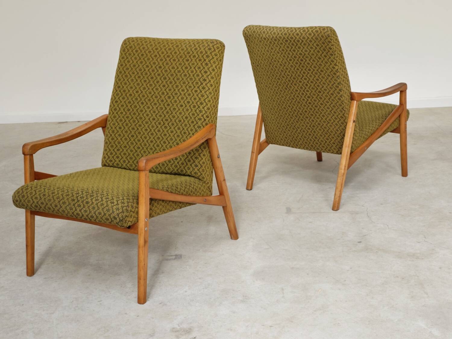 Pair of light green armchairs by Jiri Jiroutek for Interier Praha, 1960