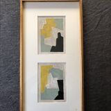 Abstract paintings under glass