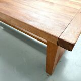 Large modernist farmhouse table in solid beech, thick dowelled top.