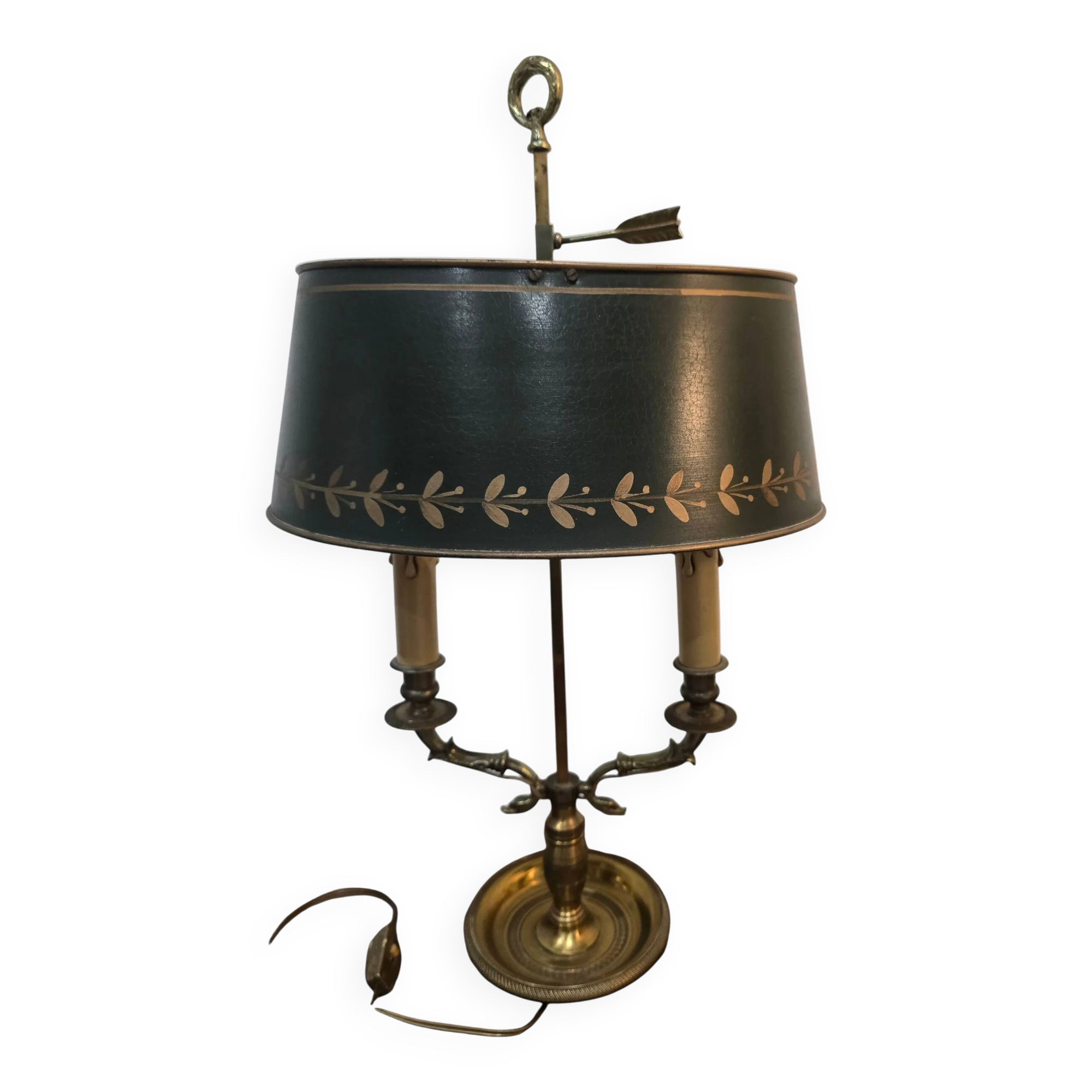 Empire two-light bouillotte lamp in brass