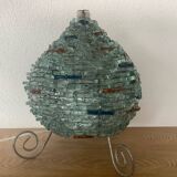 Lampe Vintage Tao Verre Dépoli Transparent Bleu Et Orange 1960-70.