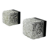 Pair of Vintage Cube Lamps – Textured Glass Wall or Ceiling Lights