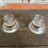Pair of Candle Holders Design KNUT and MARIANNE HAGBERG Vintage Moulded Glass