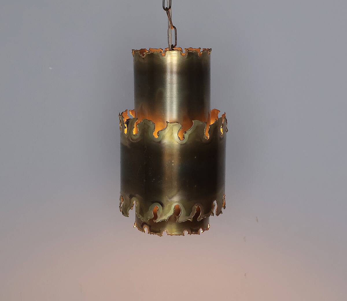 Set of 2 vintage Holm Sorensen brass pendant lamps 6400