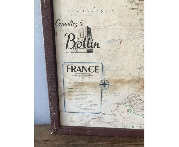 Carte de la France, Bottin, panneau bois | Selency