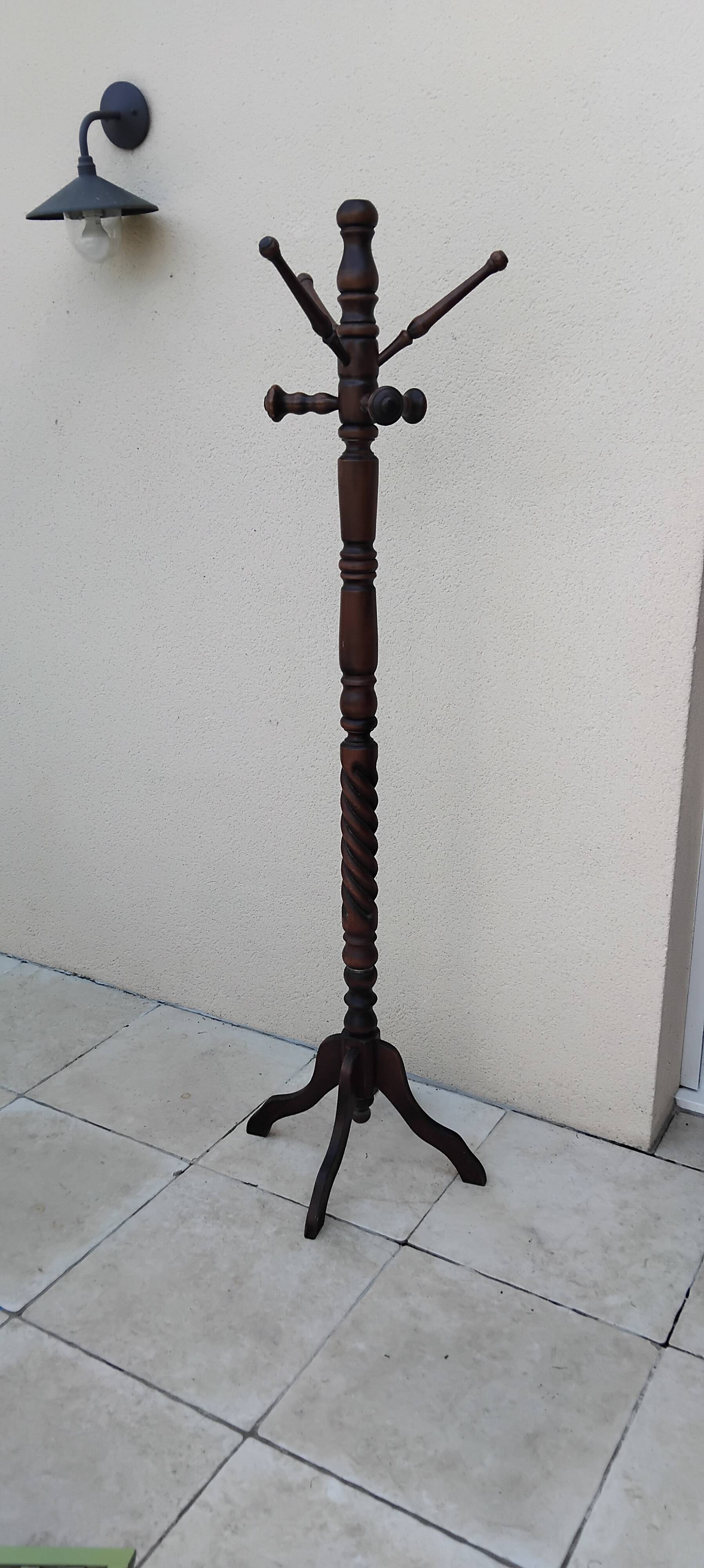 Vintage wooden coat rack parrot antique