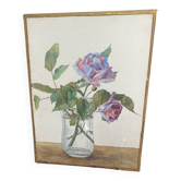 Large vintage watercolor "bouquet of roses"