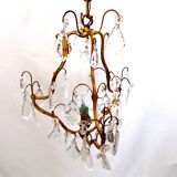 Vintage chandelier with shabby chic grapevines, bronze frame