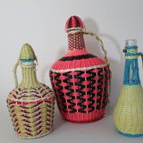 Blue and beige scoubidou carafe