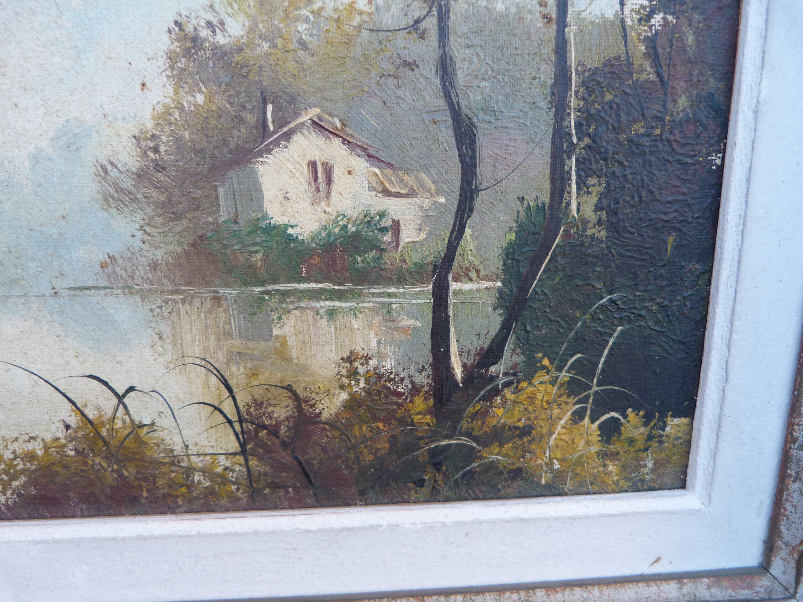 Old landscape painting signed vernon framed