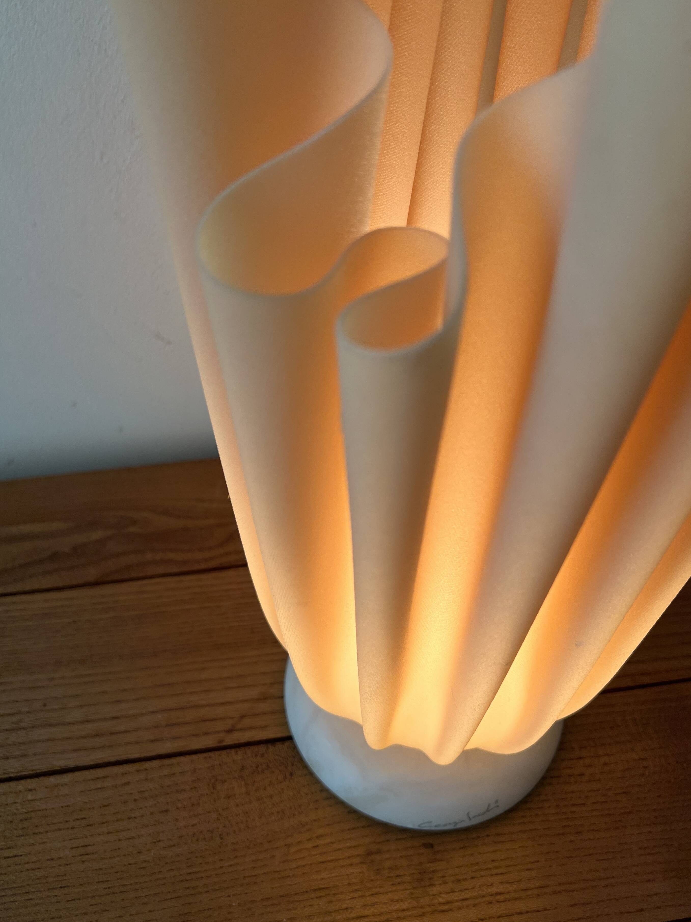 Athena table lamp draped in beige and pink, Georgia Jacob 1970