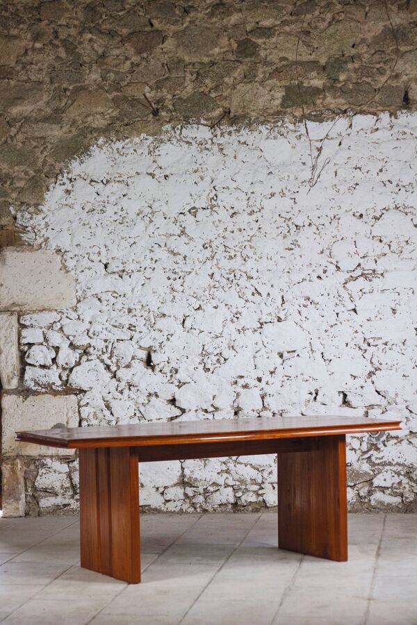 Grande table en orme massif , 1970