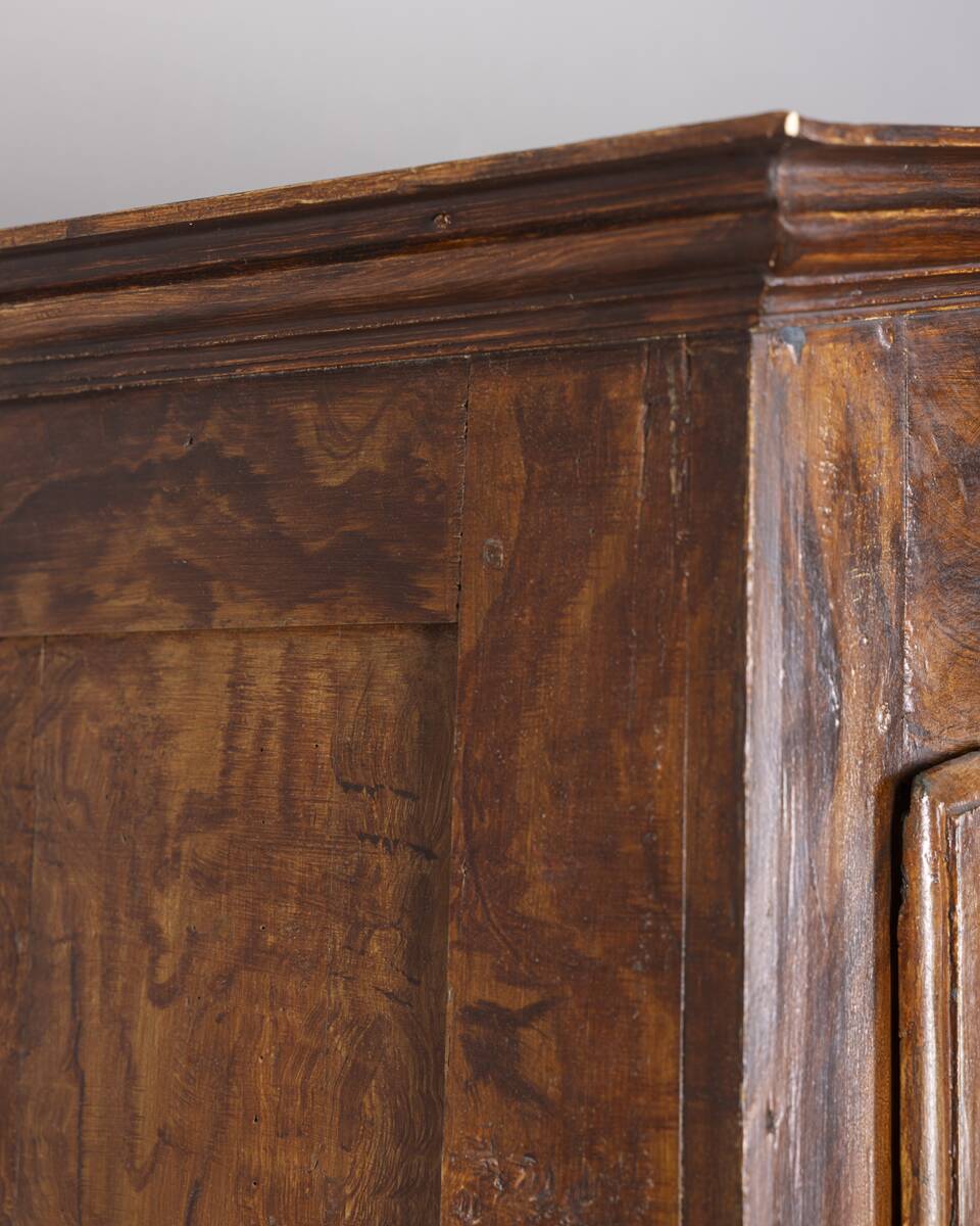 Classic Piedmontese walnut wardrobe from the early 18th century