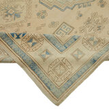 Hand-knotted anatolian vintage 1970s 263 cm x 348 cm beige wool carpet
