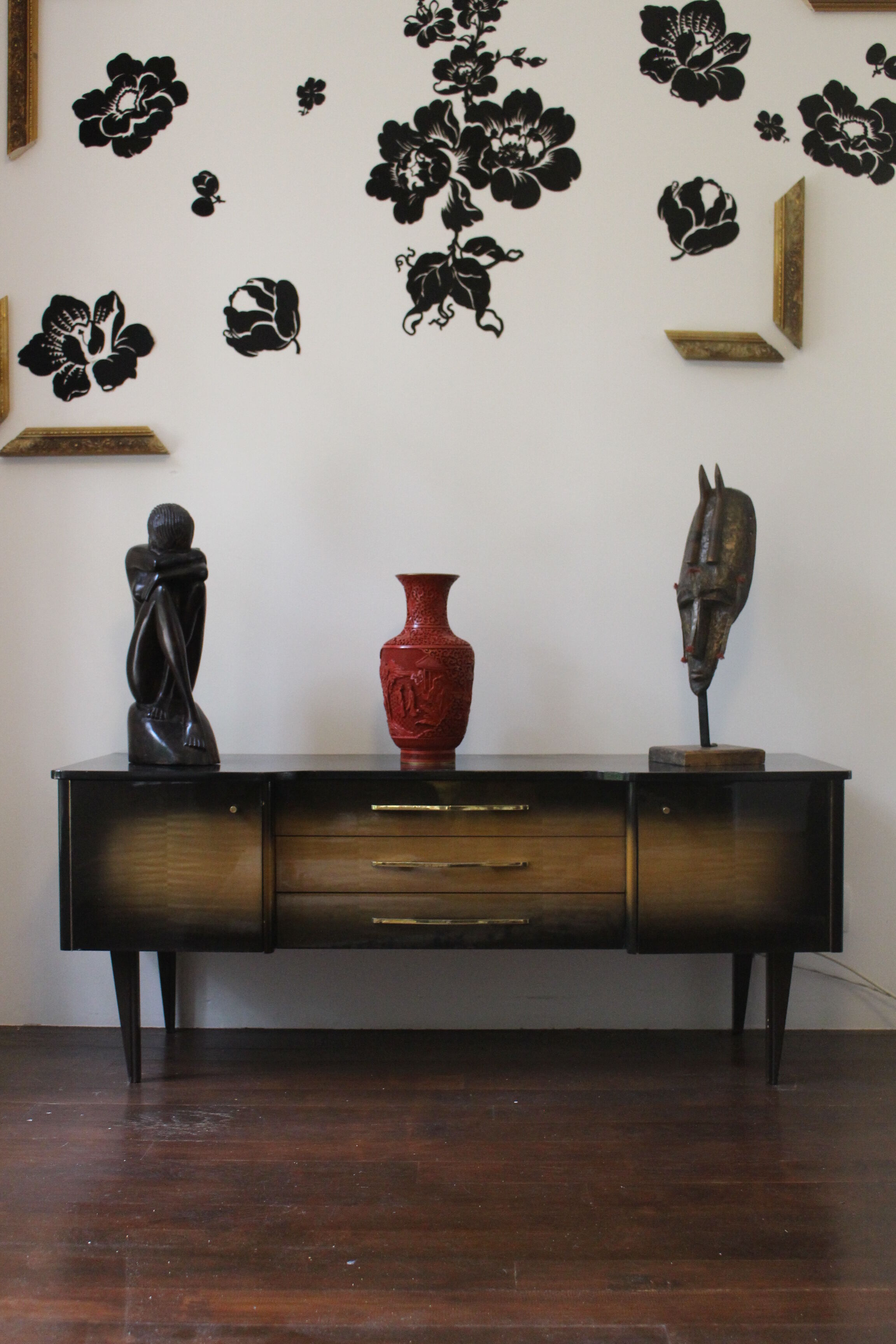 Sideboard wood varnished and dusted 50s
