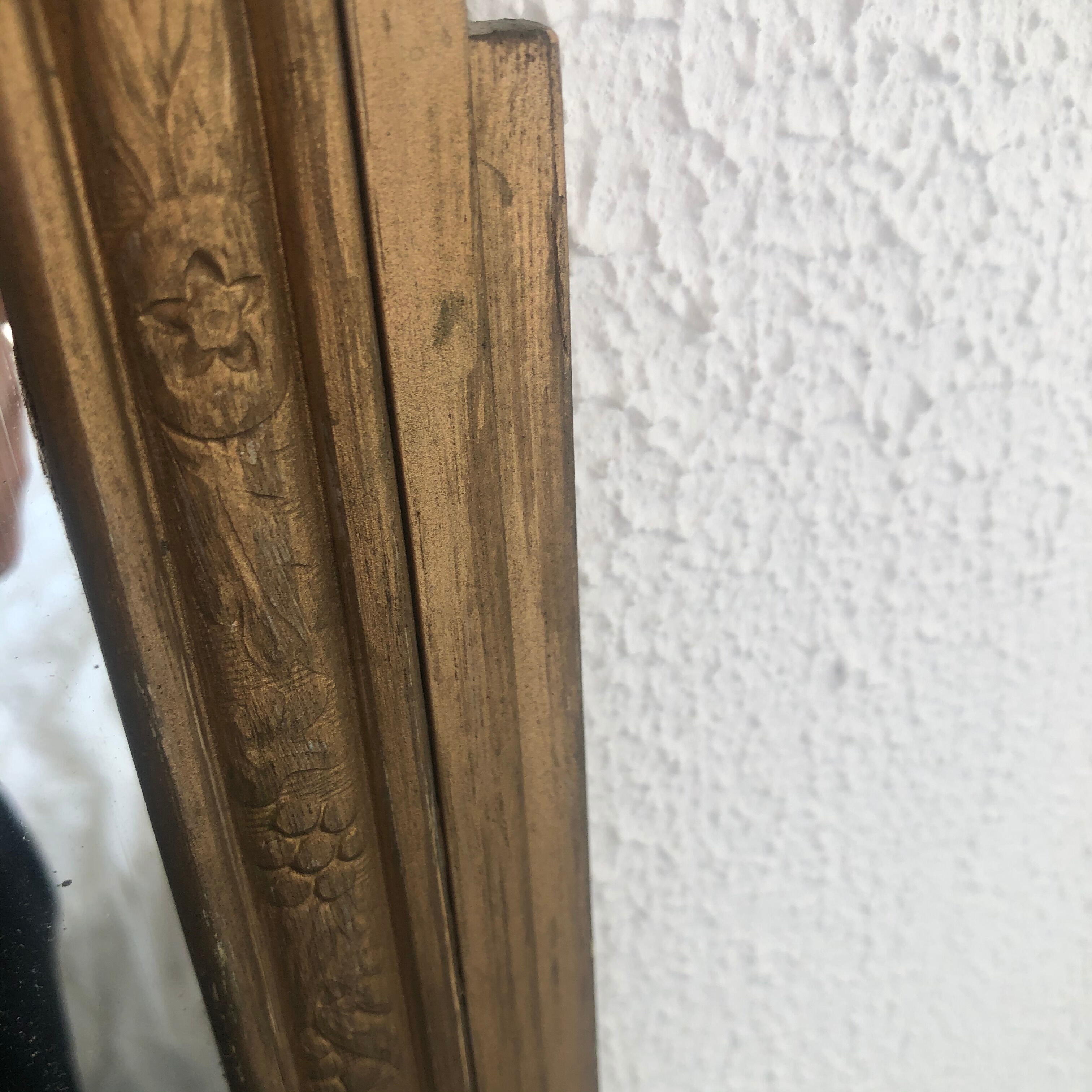 Vintage mirror 1930 golden wood - 51 x 32 cm