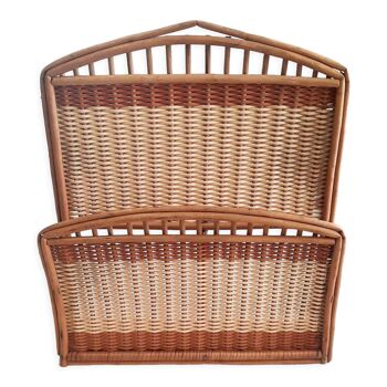 Vintage wicker letter rack