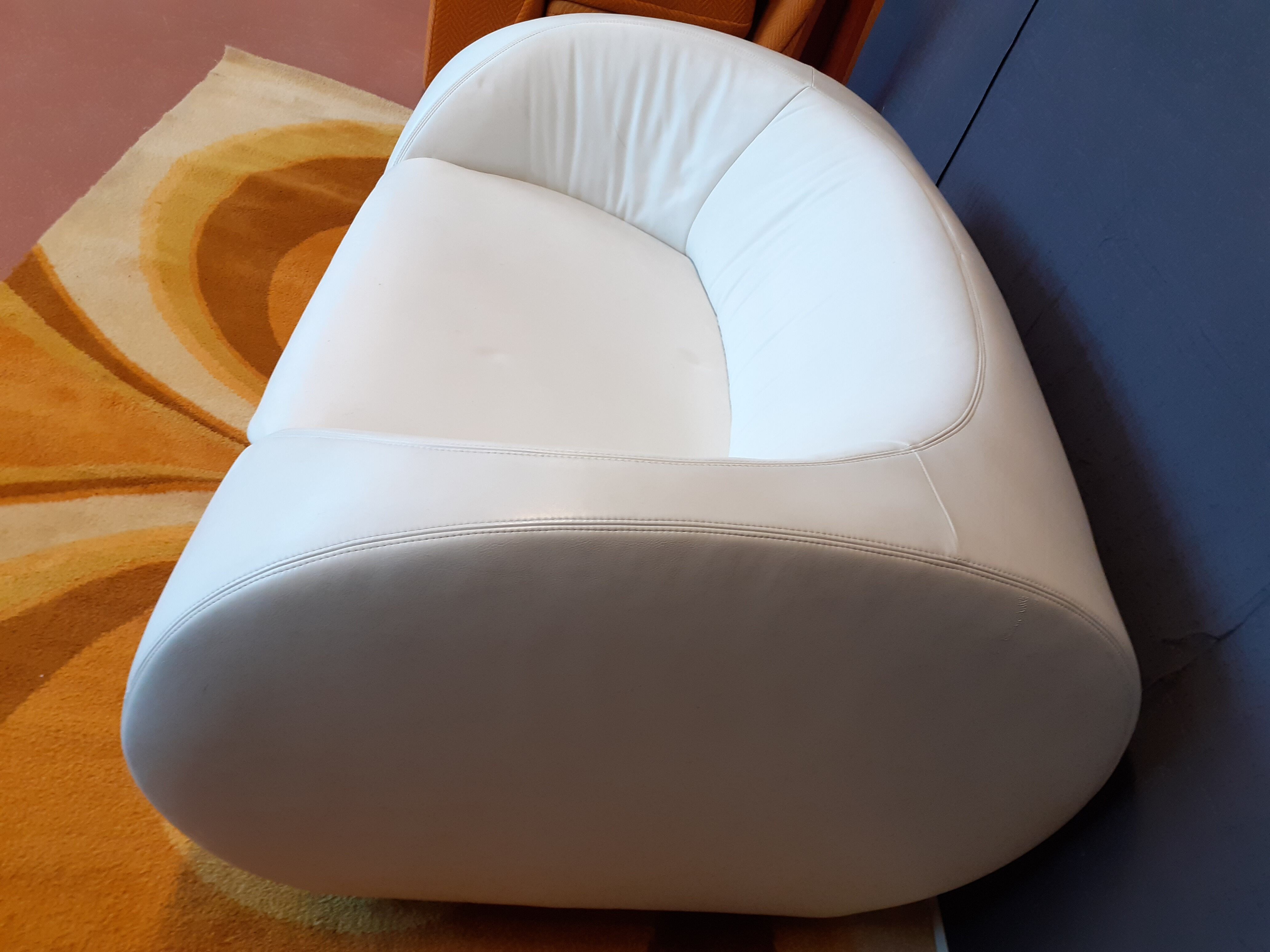 2-seater white leather sofa