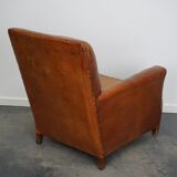 Fauteuil club cognac, années 1940