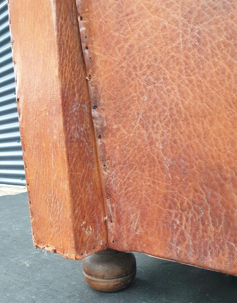 Vintage studded leather club sofa 50/60