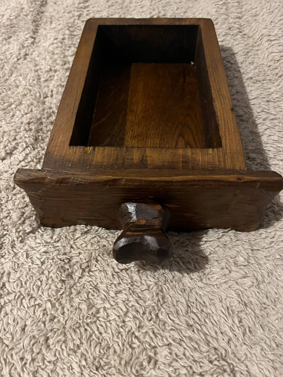 Brutalist wooden bedside table or occasional piece of furniture
