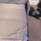 3-seater sofa + 2 vintage armchairs in multicoloured fabric retro design