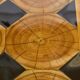 Large modernist coffee table in oak petrified wood slate 1960Large modernist coffee table in oak