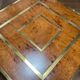 Table basse en loupe d’orme et laiton  vintage 1970s