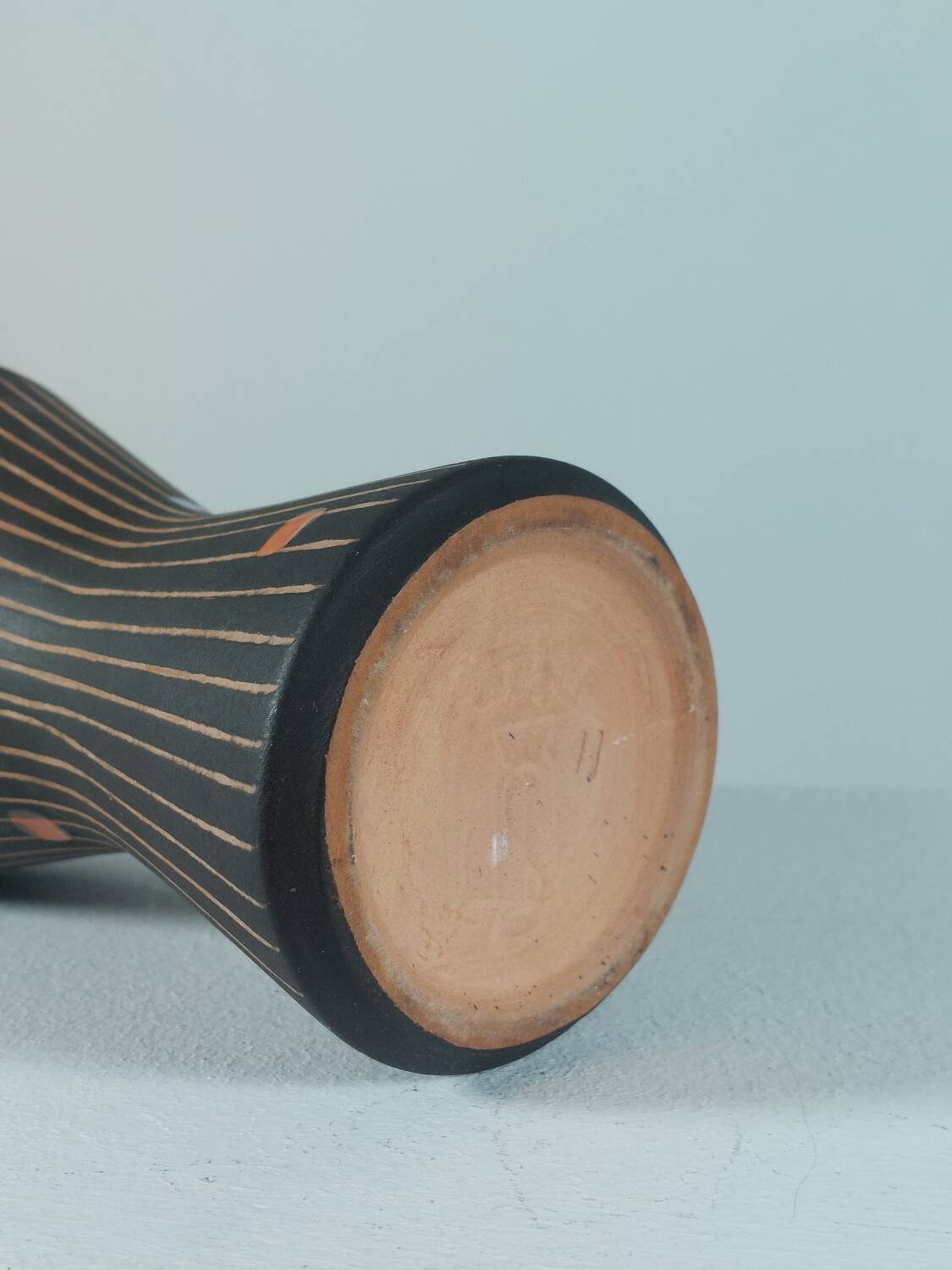 Vintage 1950s studio ceramic vase with sgraffito by Steuler.