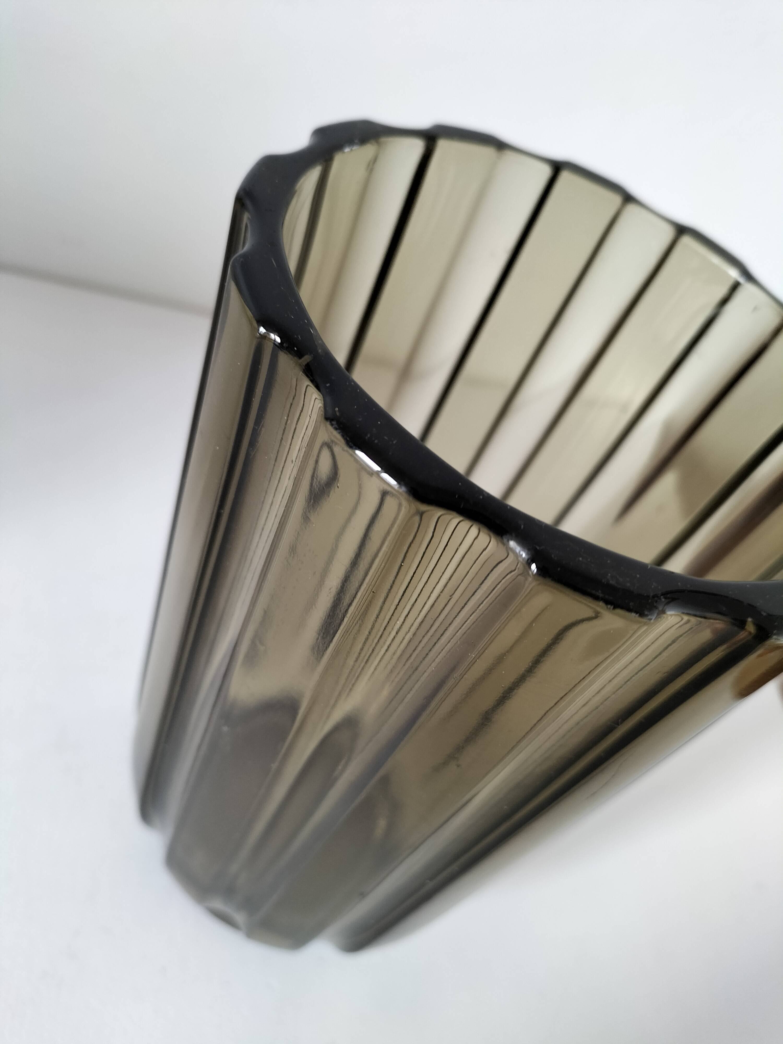 Vintage design smoked glass vase