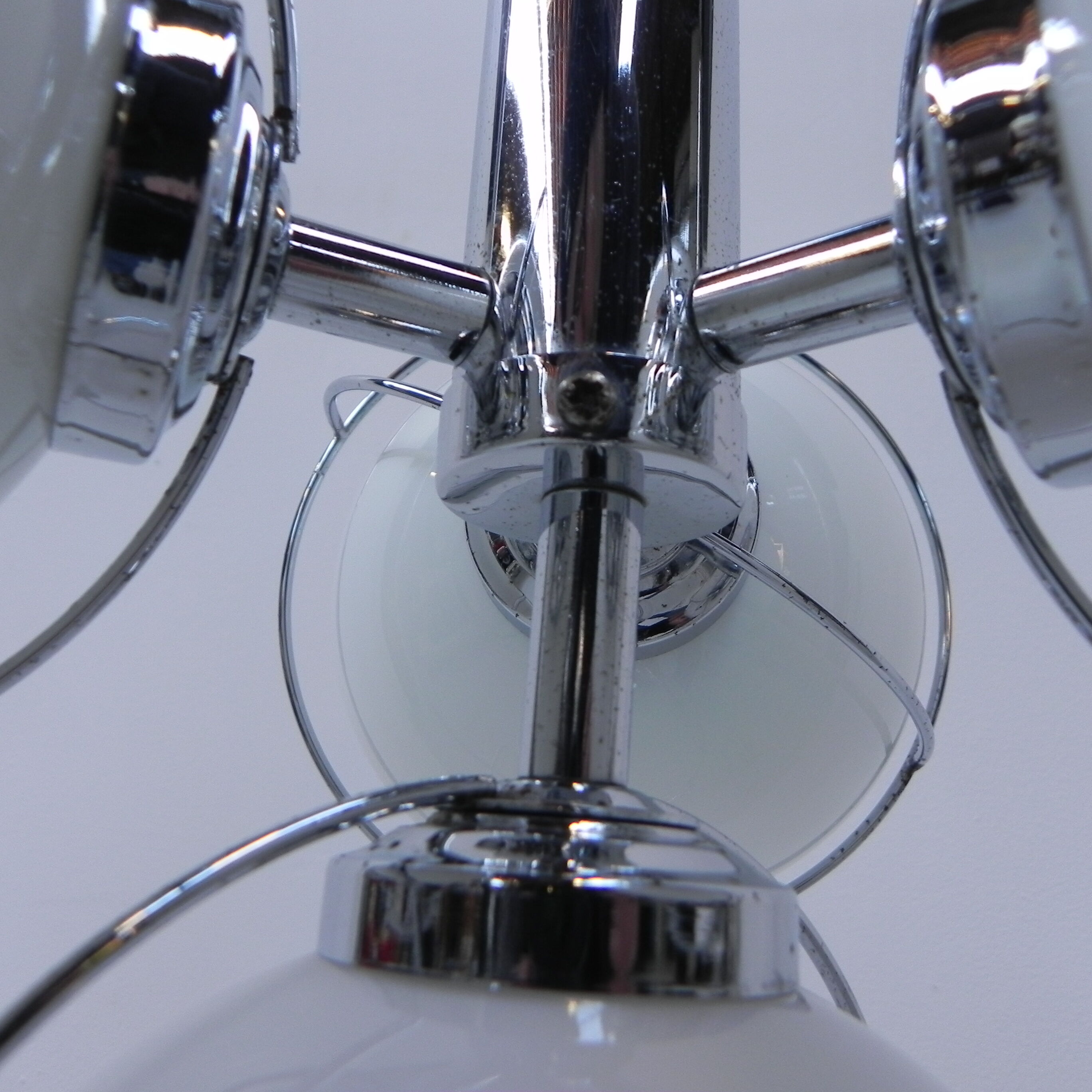 Vintage space age hanging lamp with 4 glass balls