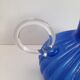 Blue opaline vase with a round handle