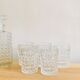Set five glasses and whiskey decanter in chiseled glass