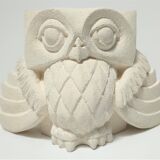 Signed stone owl sculpture