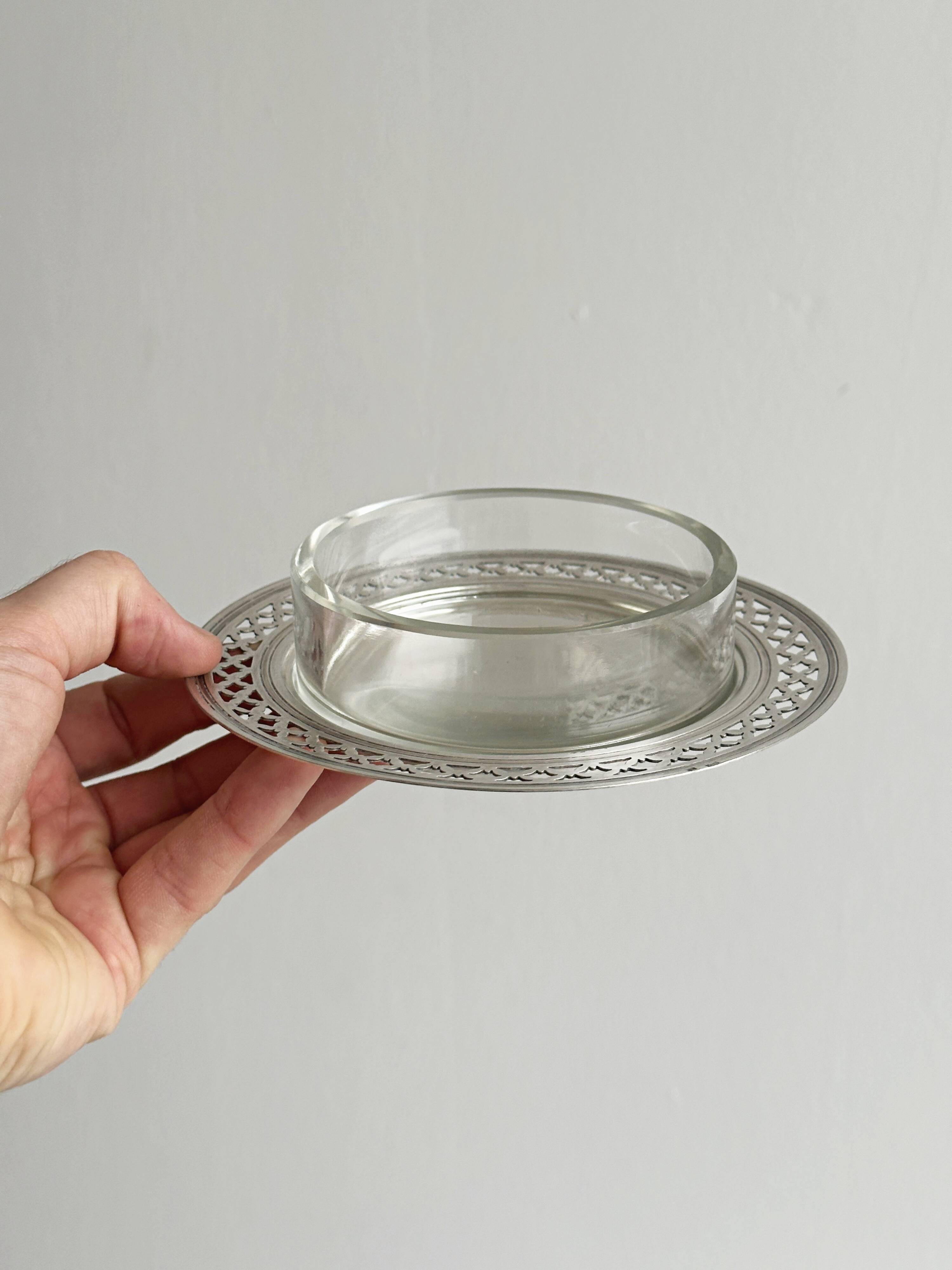 antique metal butter dish