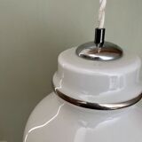 XXL vintage opaline pendant lamp with silver edges