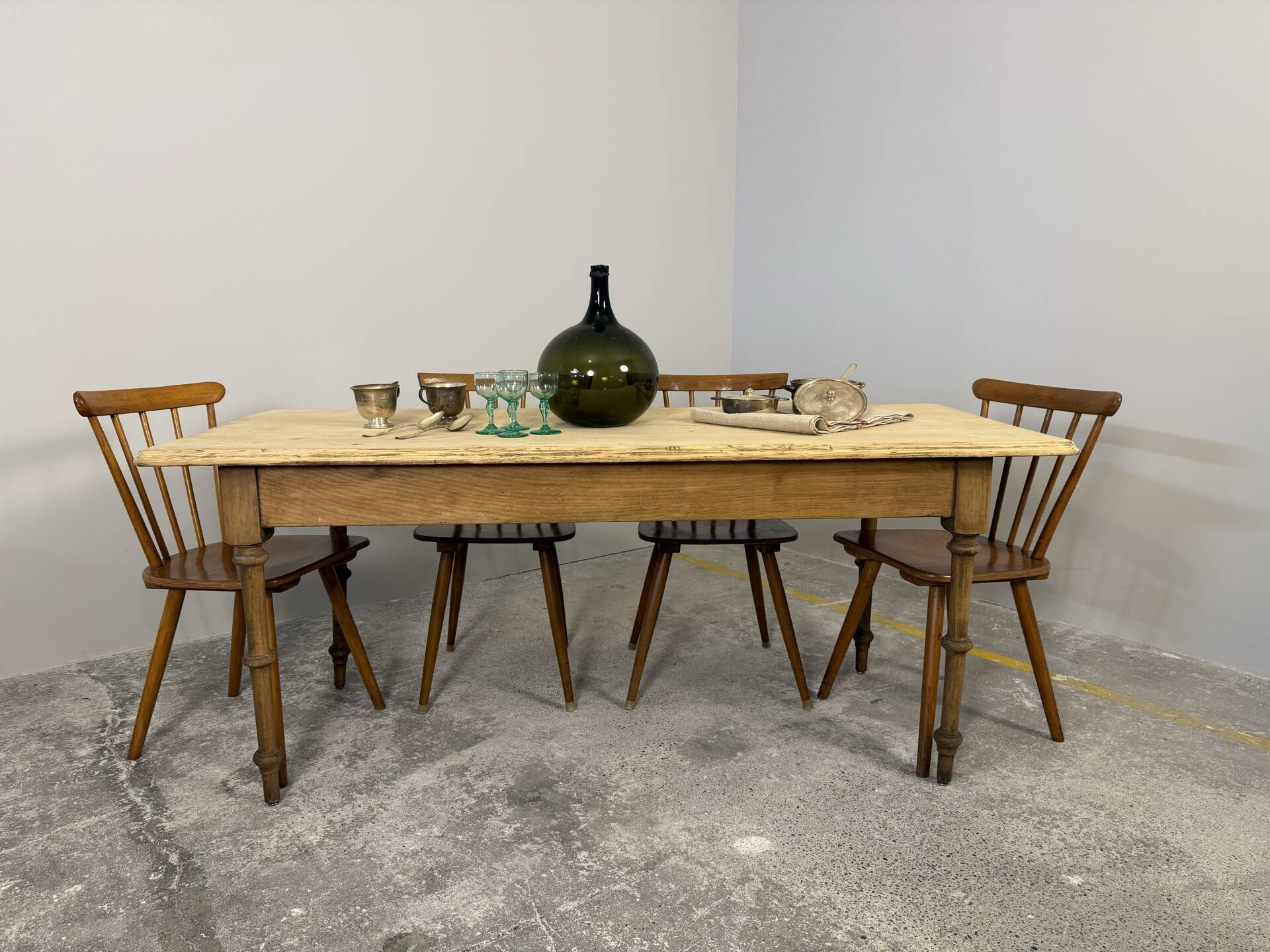 Old farmhouse table in fir, bistro style – 180 cm