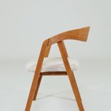 Oak dining chairs set of two, natural wood, jacquard fabric