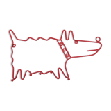 Vintage dog-shaped wall coat holder 90's Ikea red lacquered metal