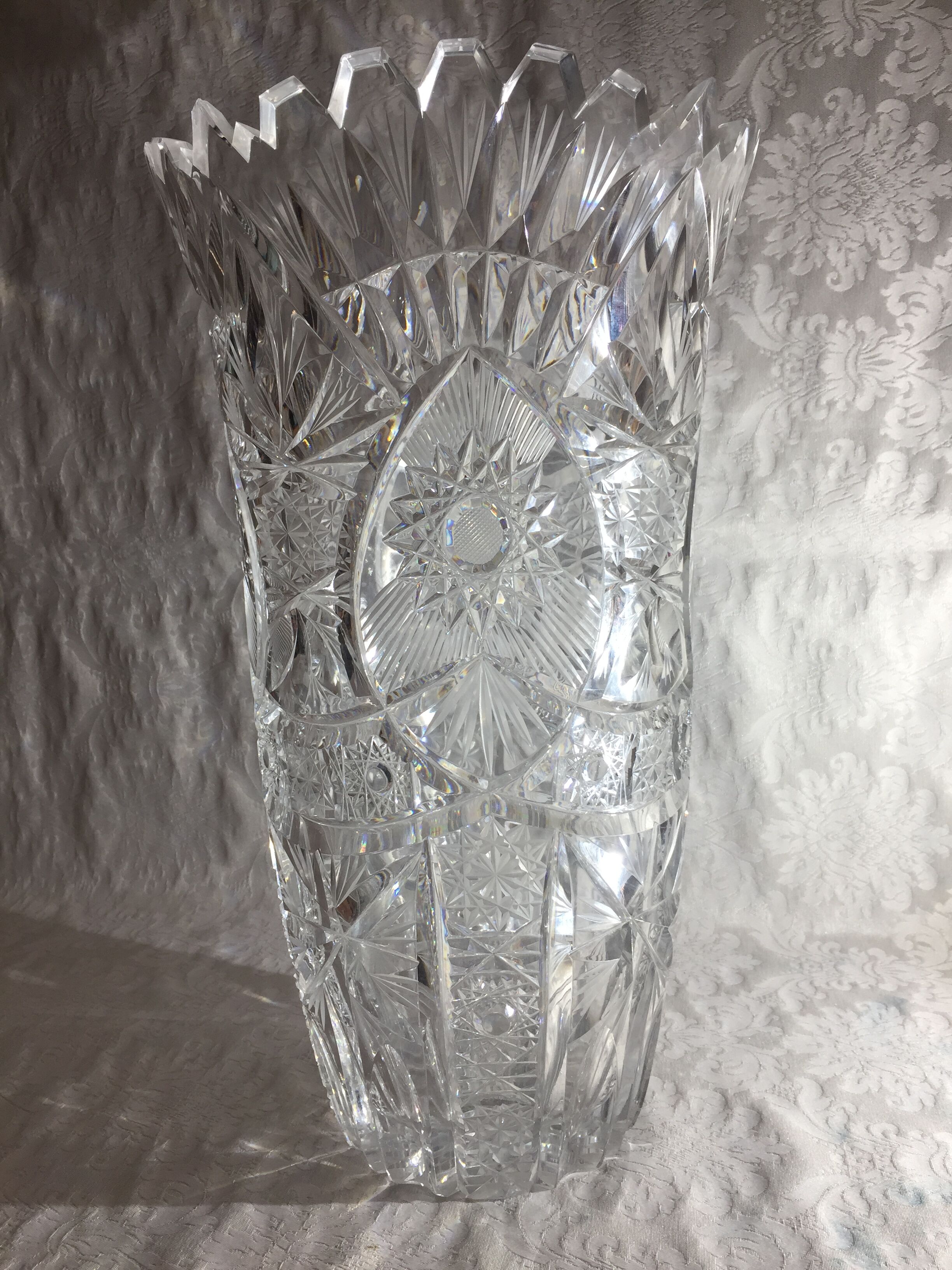 Vintage bohemian cut crystal vase