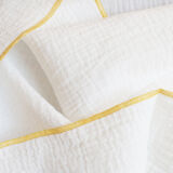 Set of 4 yellow vichy towels & white cotton gas